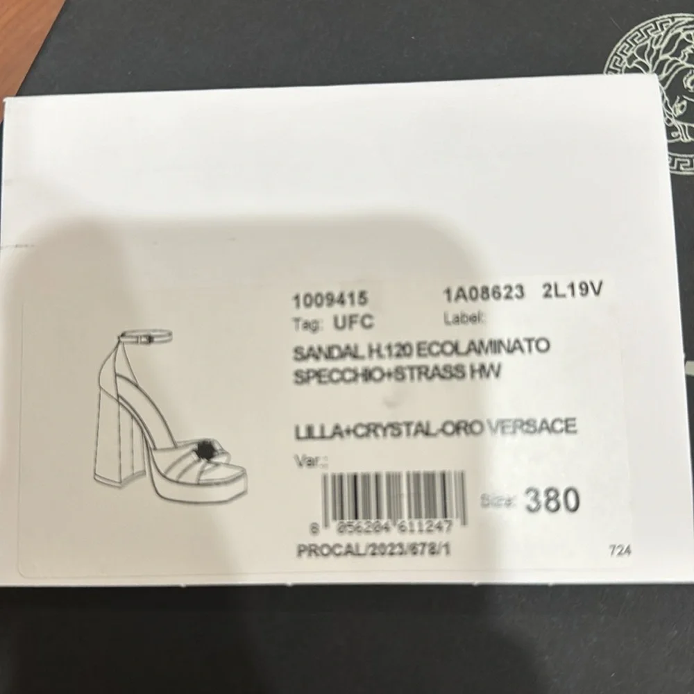 Versace  sandal h.120 ecolaminato lilac metallic - Picture 10 of 10